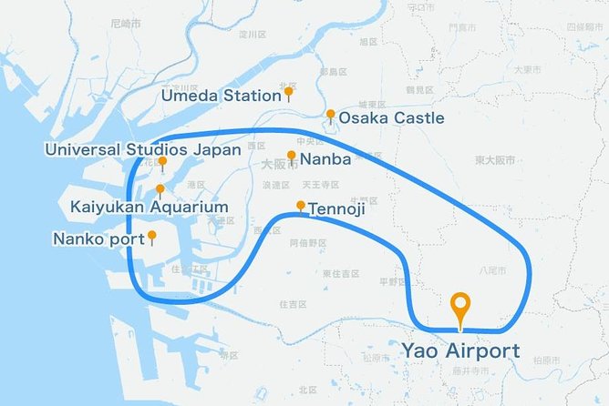 [25 Min] Osaka Cessna Cruising- Touring the Tsutenkaku and USJ - Meeting and Pickup Information