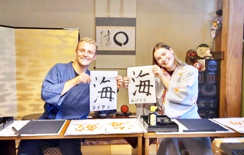 Calligraphy Experience With Simple Kimono in Okinawa - Session Steps