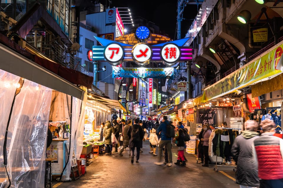 Tokyo Japanese Food Hopping Tour in Ueno Ameyoko at Night - Cancellation Policy